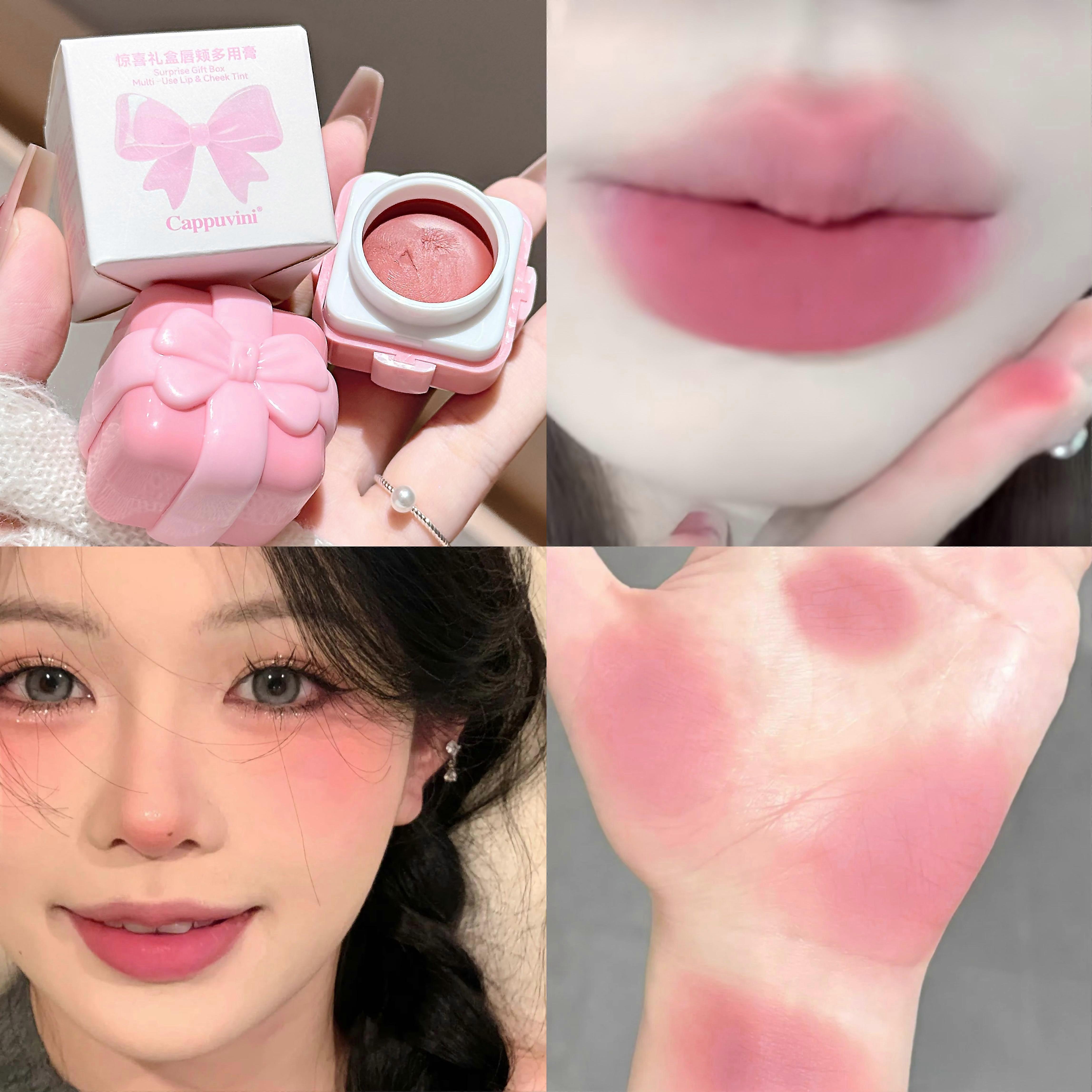 Multi-Purpose Cream Matte Lip & Cheek Blush Long-Lasting Silky Texture Lip Gloss Makeup Gift Box Easy to Apply for Beginners