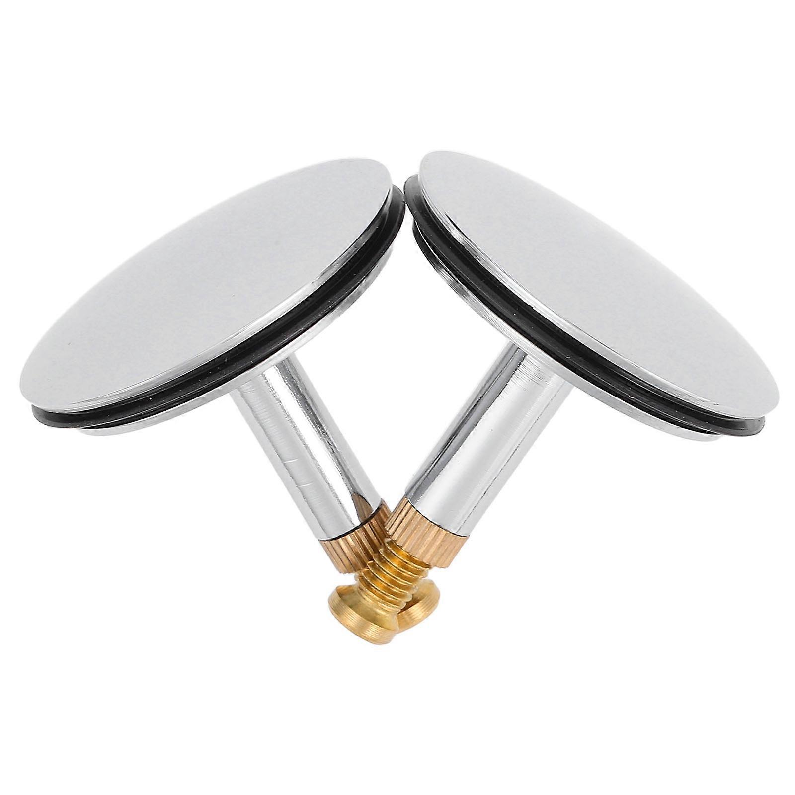 Bath Tub Drain Stoppers for Universal Fit Function 2Pcs Silver Metal