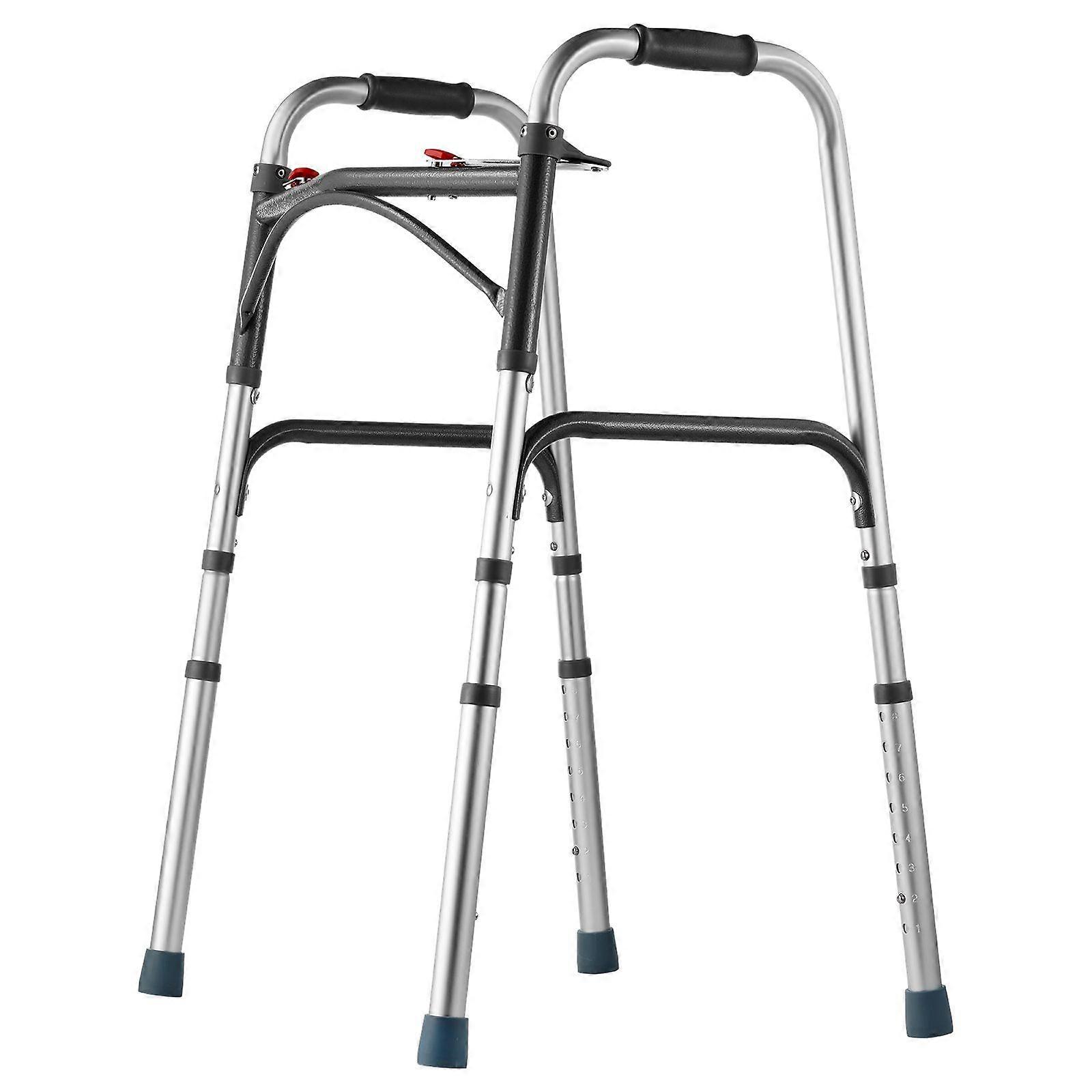 Folding Walker, 2-Button Folding Walkers with 8-Level Adjustable Height and Durable Handles for Elderly Handicapped Disabled