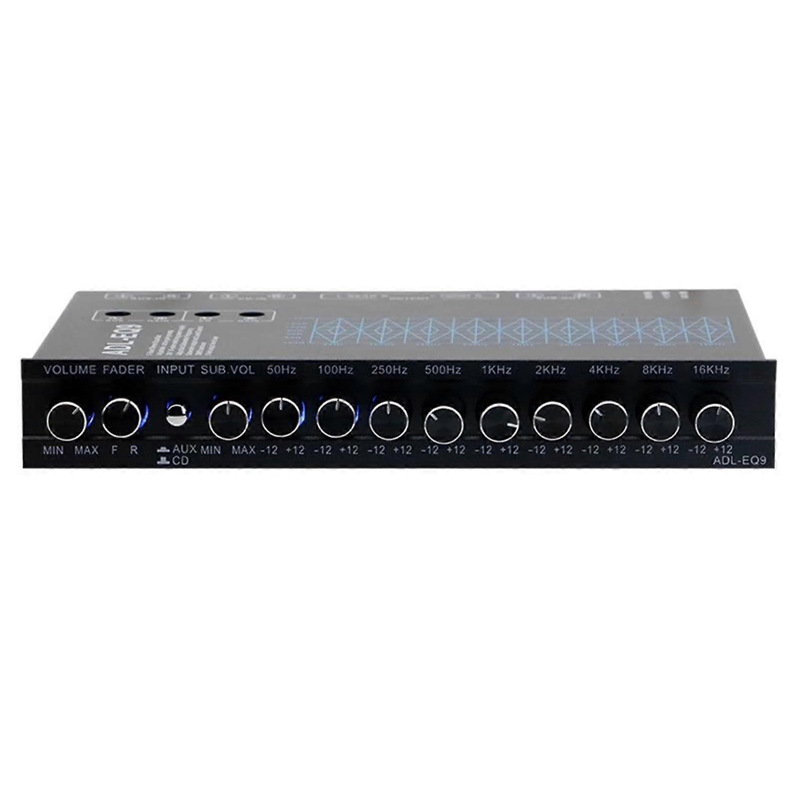 9 Band Graphic Equalizer Stereo Preamplifier with HiFi Subwoofer Control 6Channel Audio Processor for Car and Home