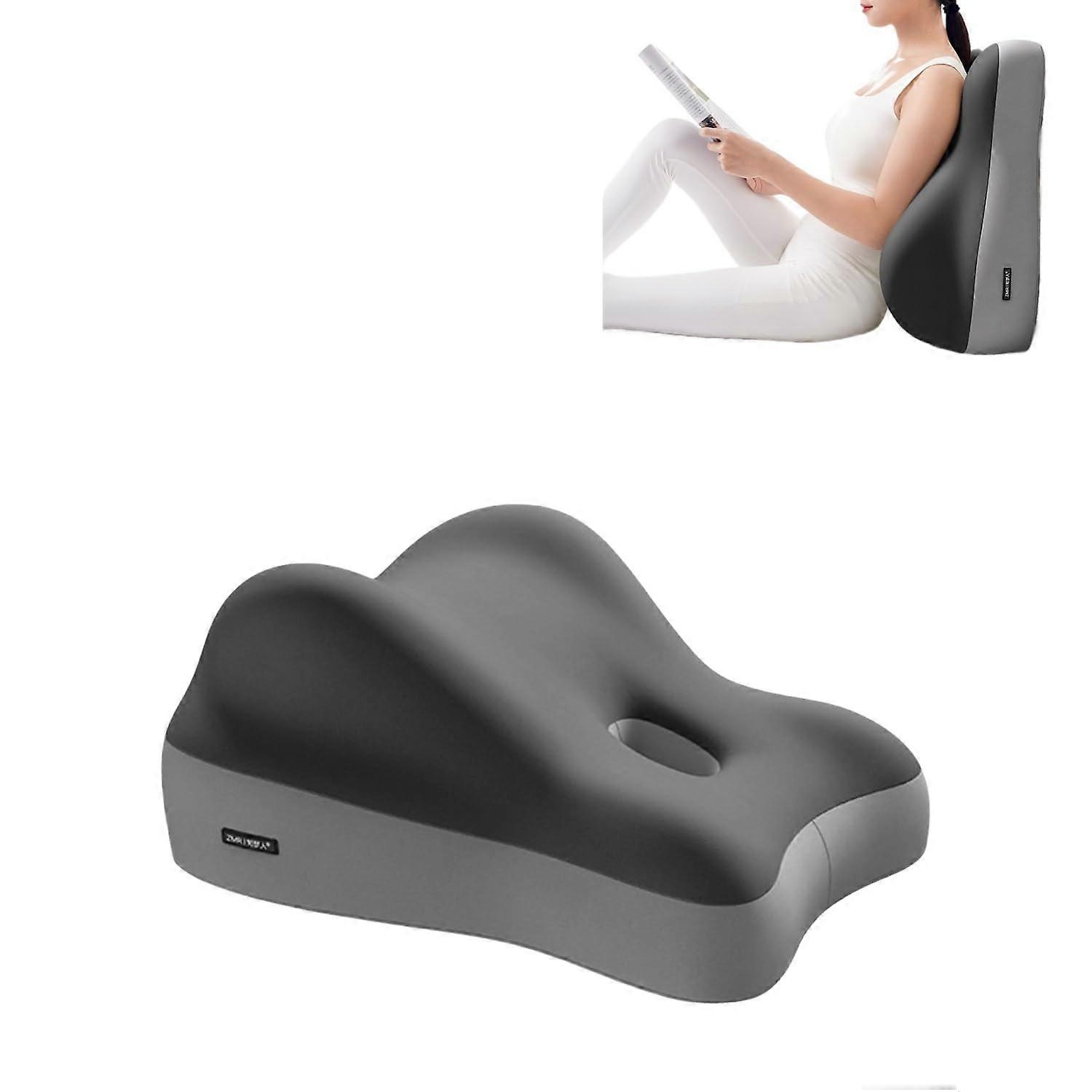 Memory Foam Wedge Pillow with Ergonomic Lumbar and Hip Support, Pressure Relief for Bed Use, Double Gray