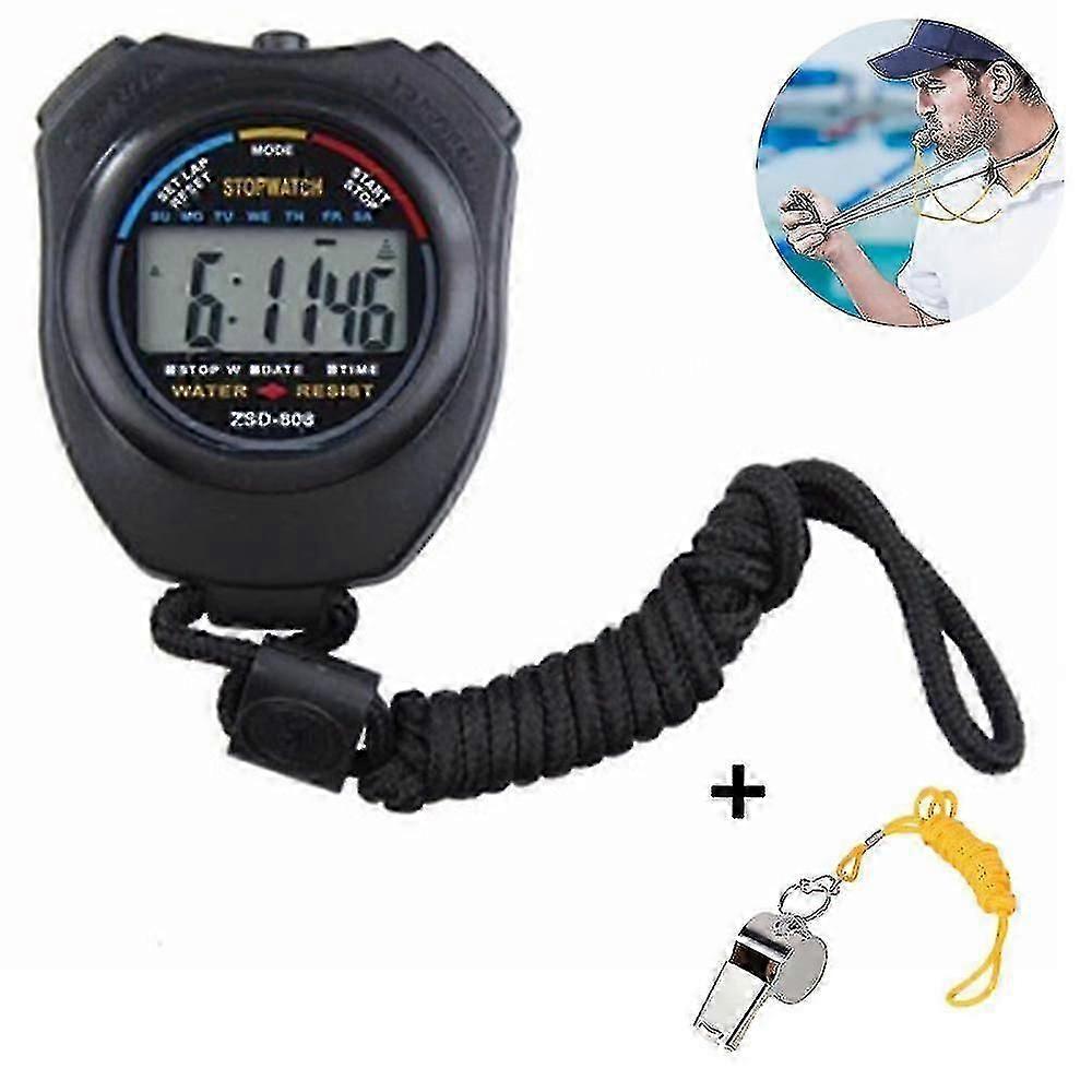 Zsd-808 Stopwatch - Black + Whistle
