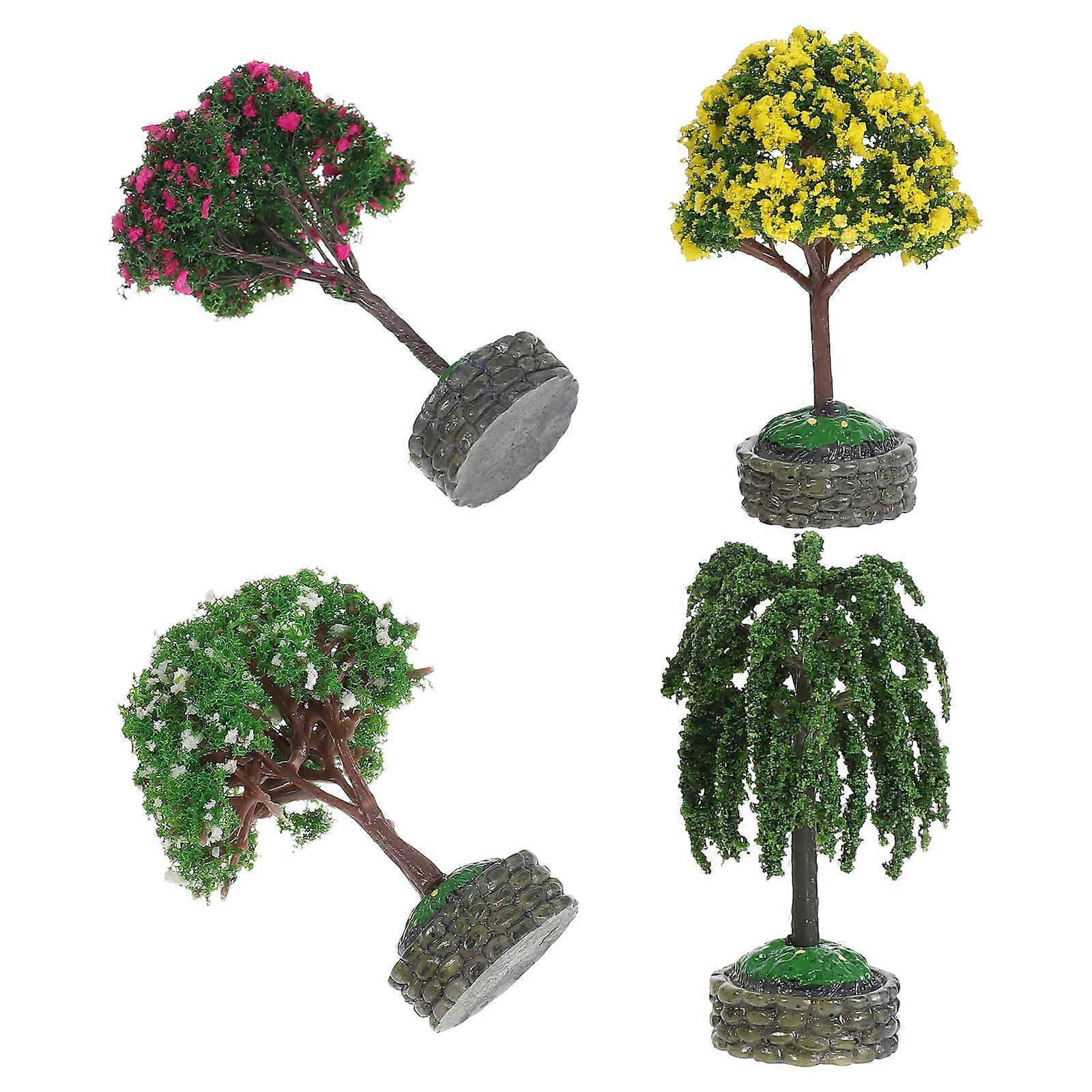 Miniature Garden Diorama Tree Accessories Micro Landscape 4Pcs Set