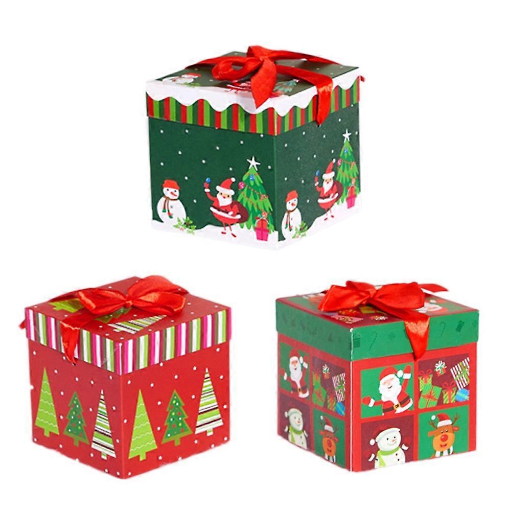 Small Gift Boxes Christmas Paper for Party Use 3Pcs Assorted Color Box
