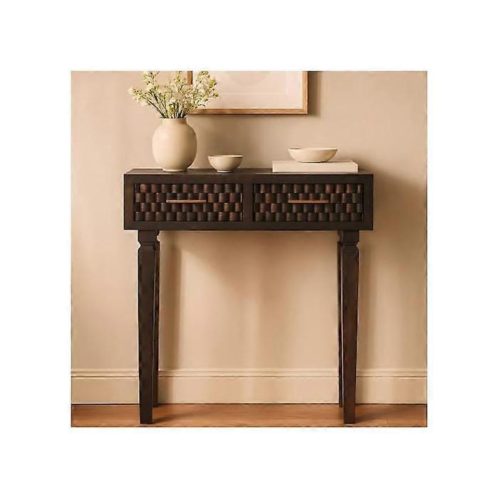 Solid Wood Arno Console Table, 2 Drawers, Dark Brown