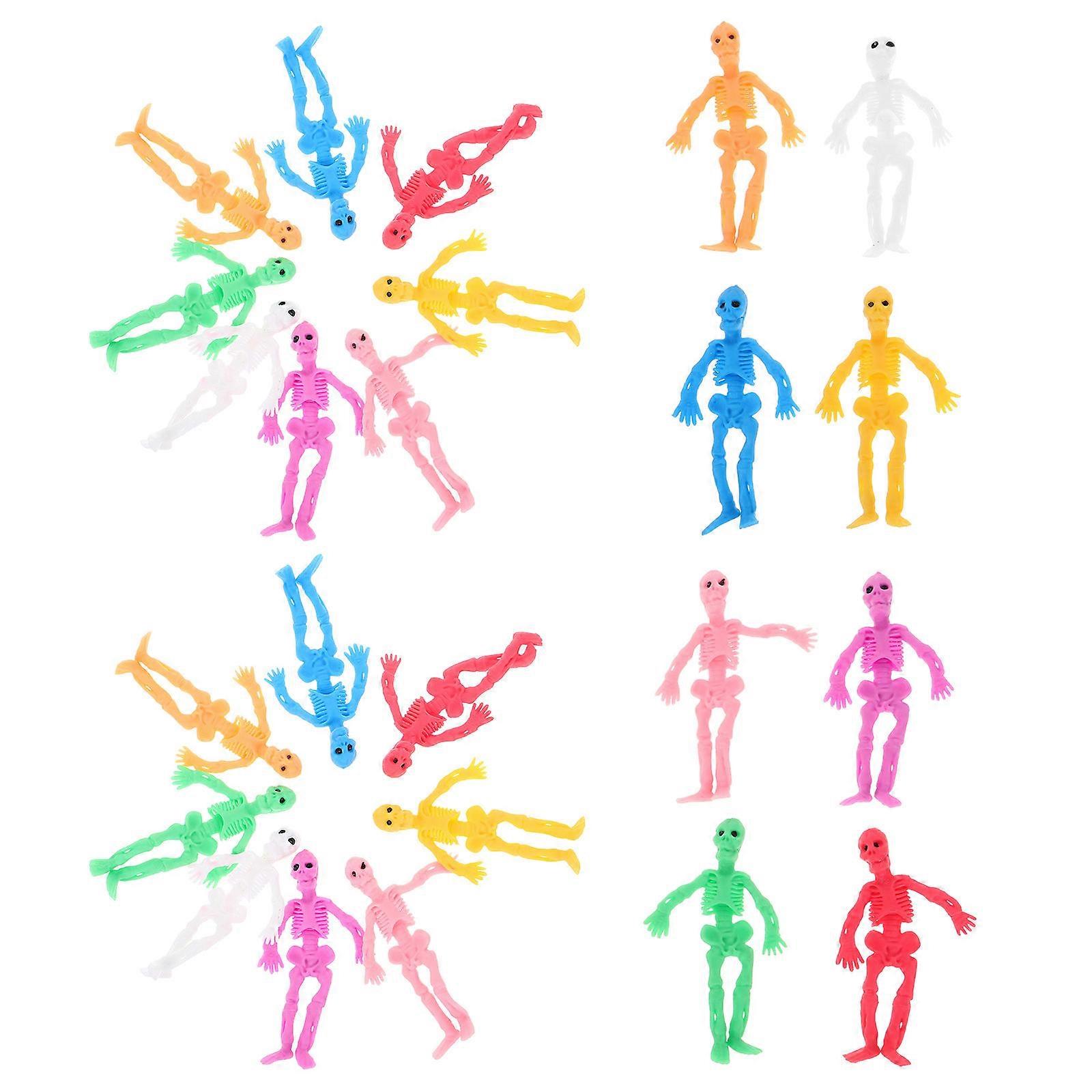 Skeleton Toy Stretchy Toys for Decor 20Pcs Colored Mini Skeleton Set