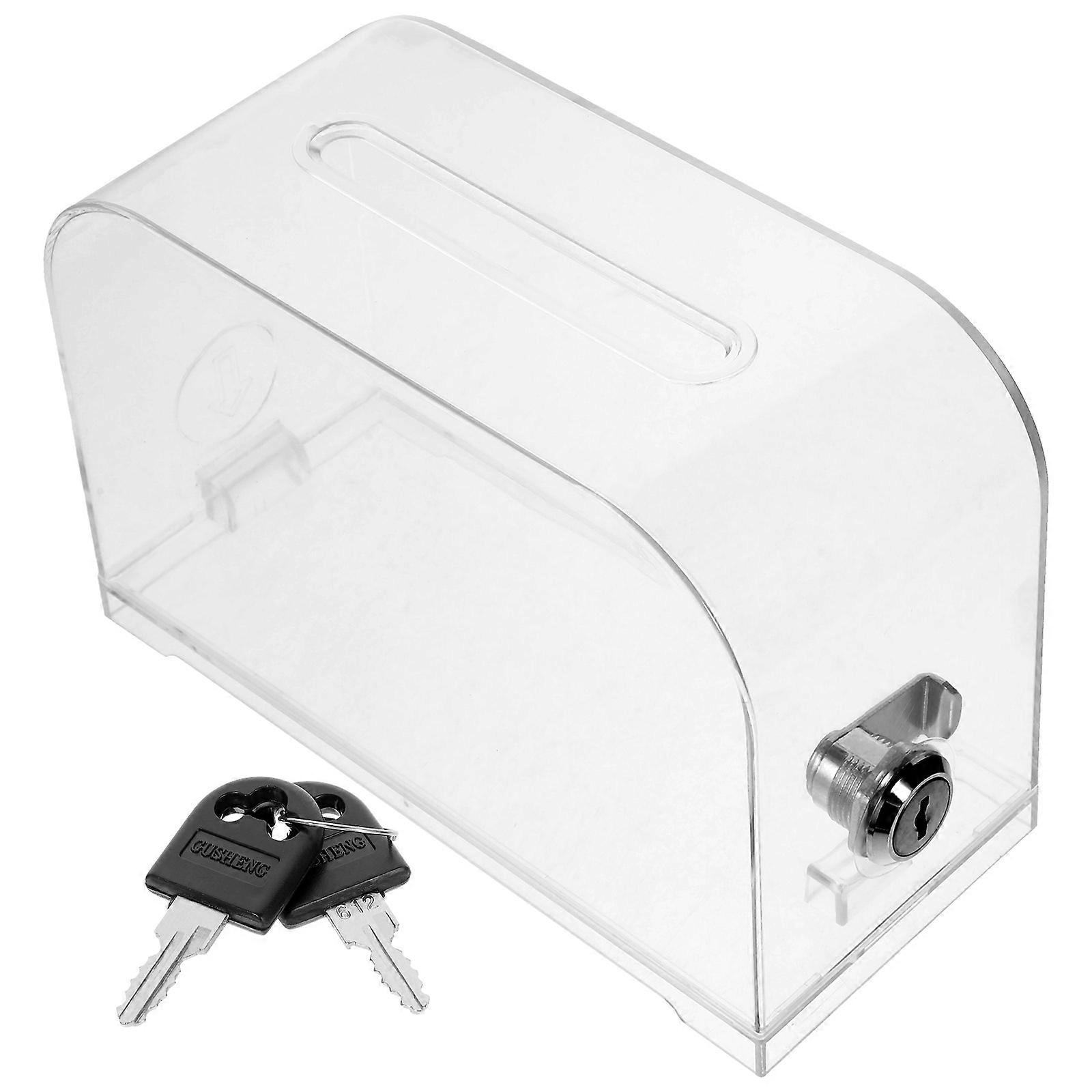 Transparent Business Card Box with Lock Design for Desktop Use