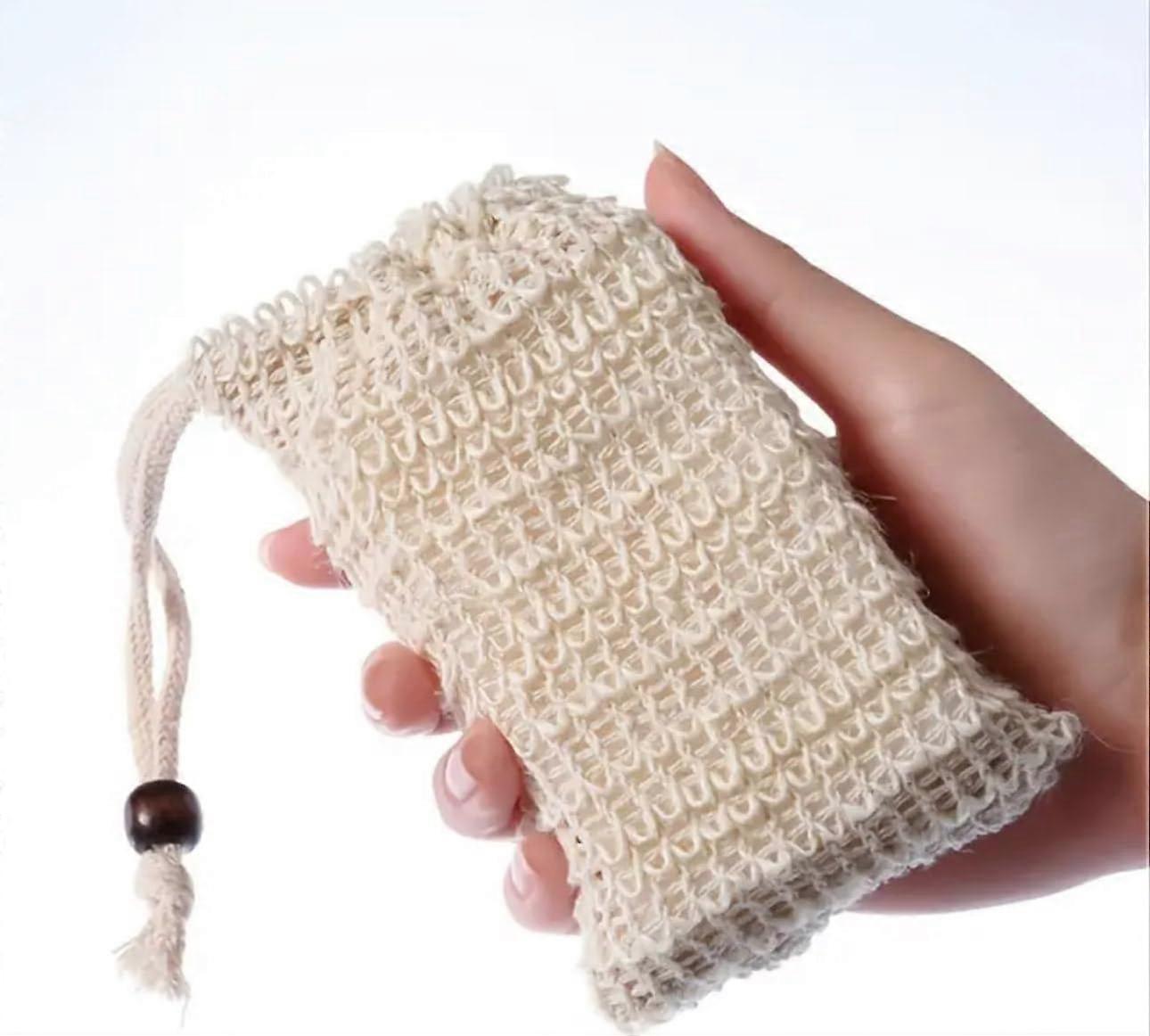 Soap Saver Bag with Drawstring, Natural Exfoliating Pouch for Shower, Extends Soap Life