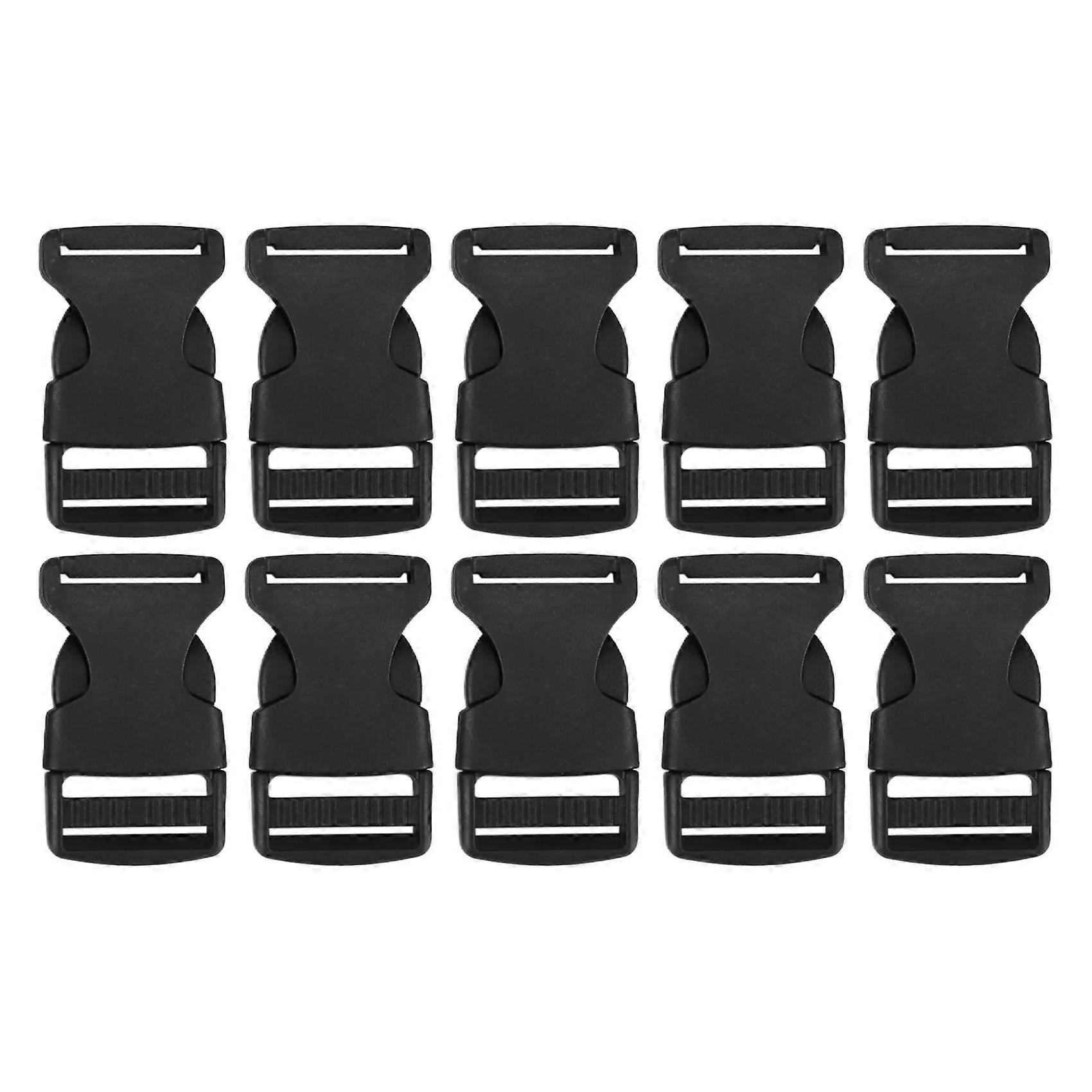 10 Pcs 1" 2.5CM Width Plastic Safety Quick Release Buckles Black