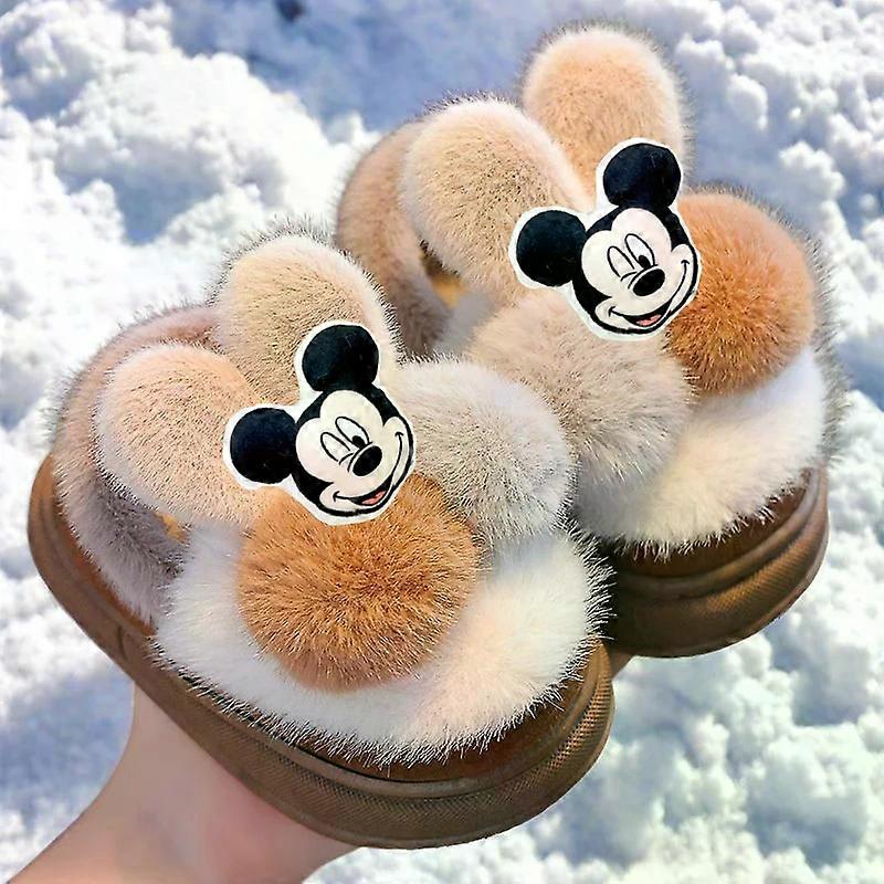 Disney Minnie New Children Cotton Shoes slippers Winter Girl mickey mouse Warm Casual Shoes Baby Autumn Girls Toddler Shoes