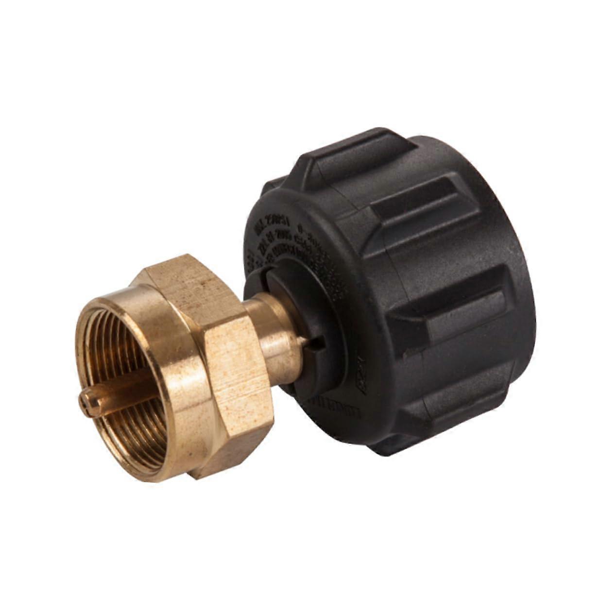 Propane Tank Adapter Solid Brass POL to 1lb Bottle Refill with Automatic Gas Flow CutOff for RV BBQ