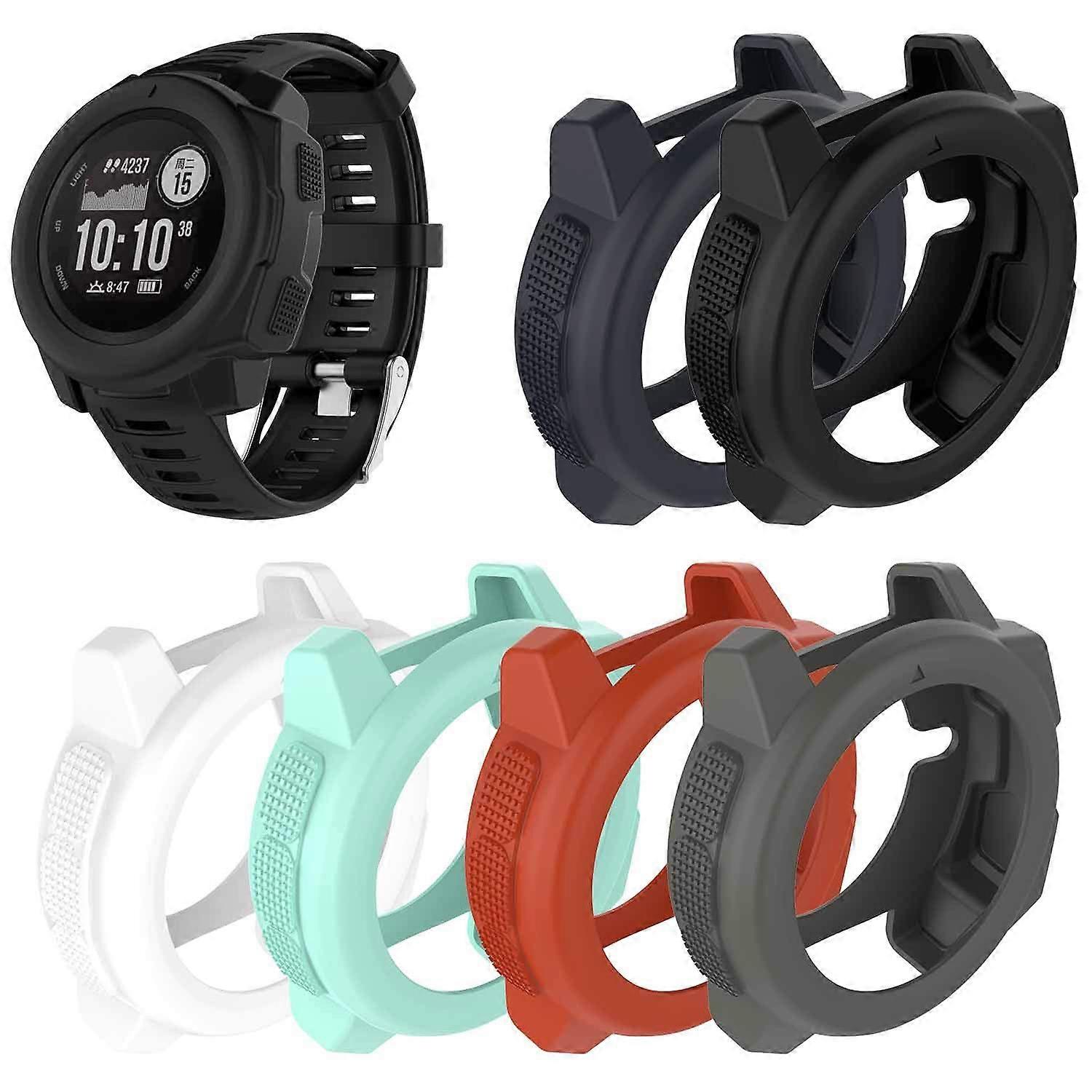 6 Pack Protective Silicone Sleeve for Garmin Instinct and Instinct Solar with Scratch Resistant Bezel
