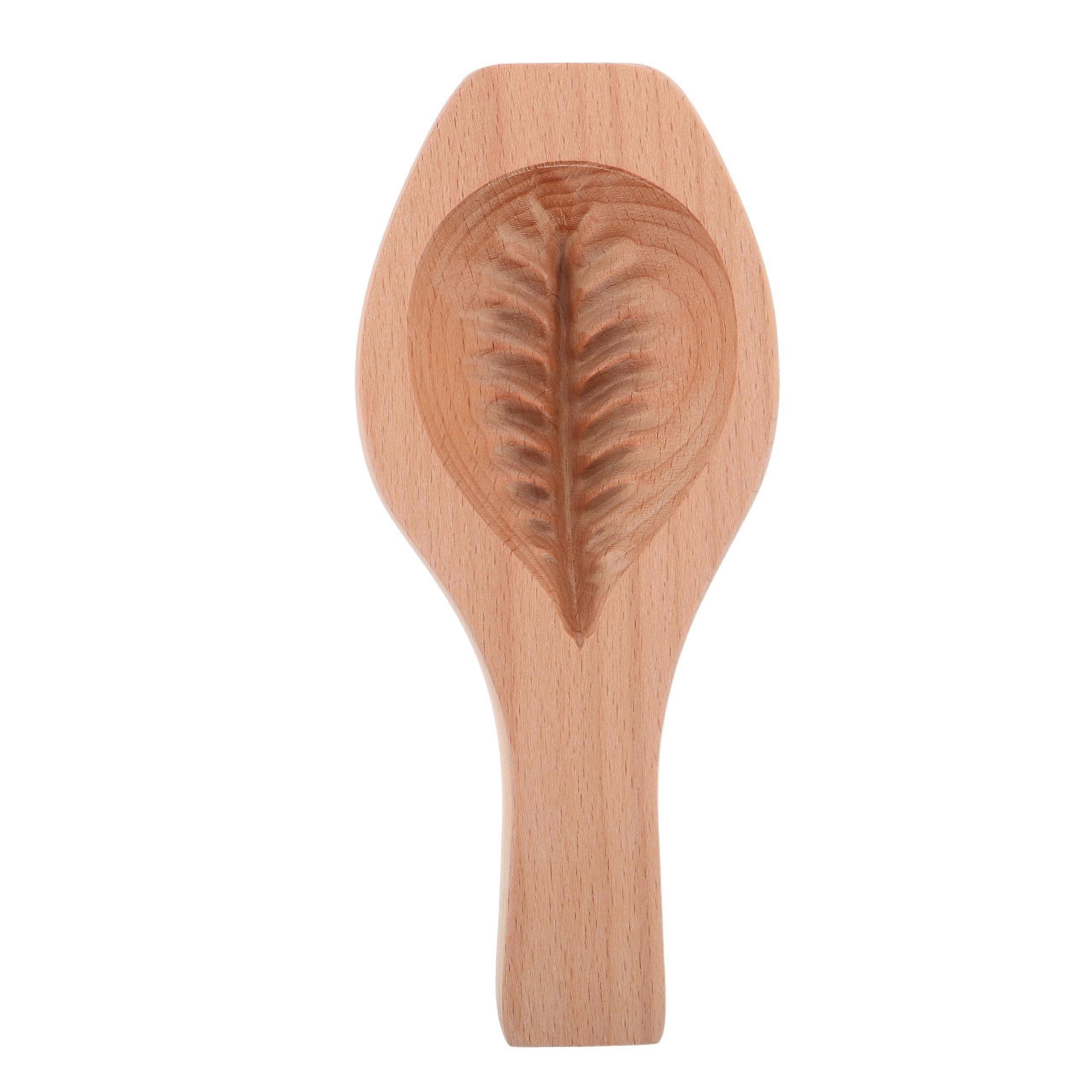 Wooden Steamed Bun Mold Leaf Shape Baozi Dumpling Maker Solid Wood Pastry Tool for Baking