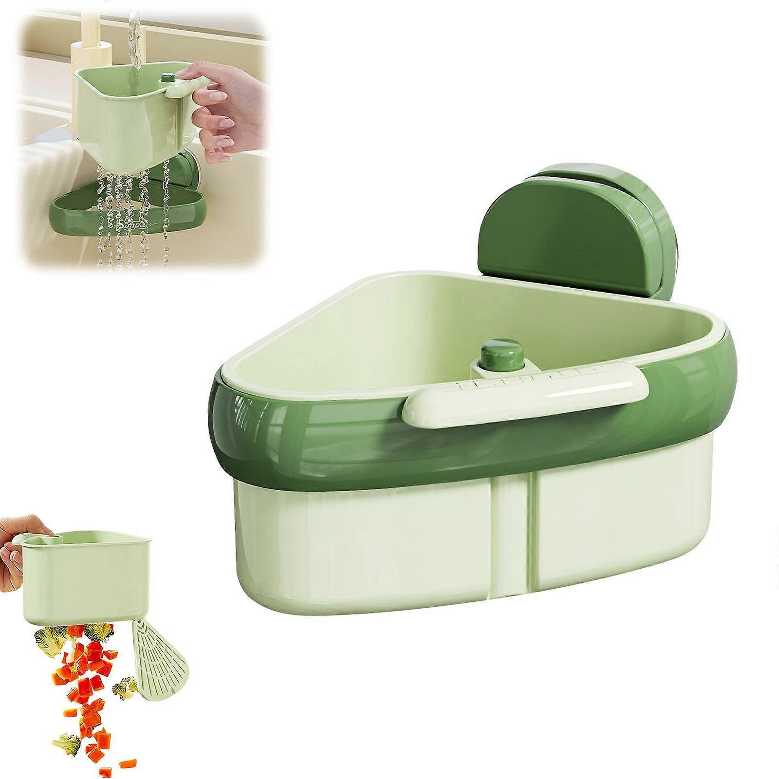 Sink Strainer with PressActivated Suction Mount, SelfCleaning Removable Basket for Food Scraps