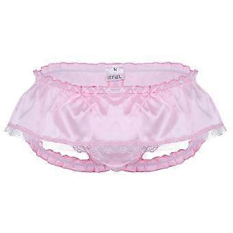 Sexy Mens Frilly Lace Satin Briefs Skirted Panties Sissy Maid Lingerie Underwear