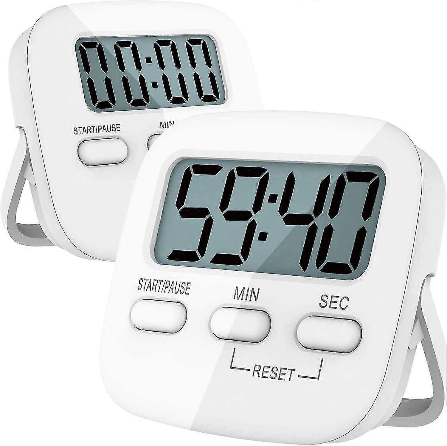 2 Pack Digital Kitchen Timer with Magnetic Back, Countdown Stopwatch, LCD Display, Loud Alarm, Batteries Included