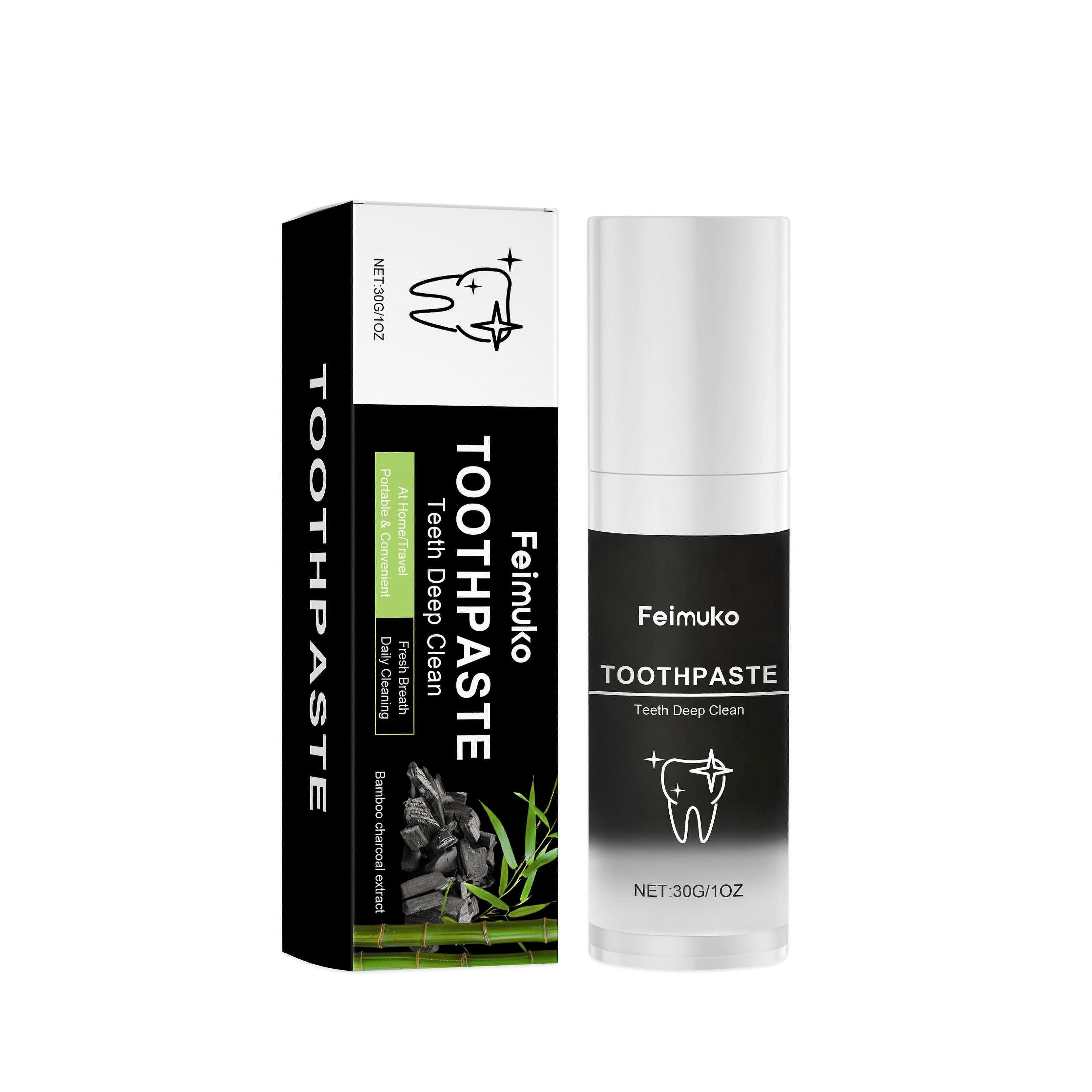 Feimuko Bamboo Charcoal Toothpaste Gently Cleanses Teeth. Peppermint Refreshing, Clean And Lustrous Daily Care Toothpaste