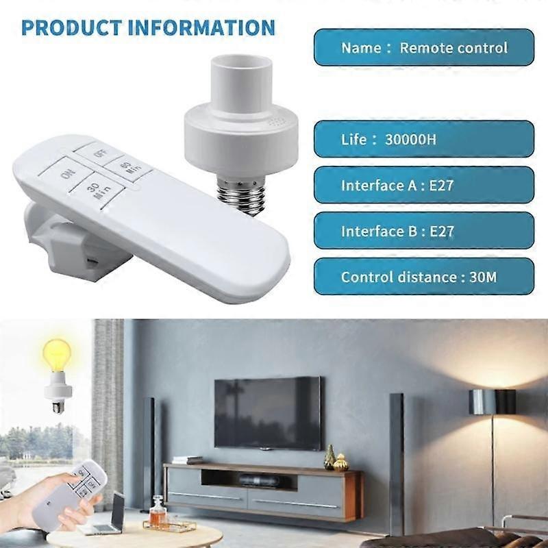 Remote Controlled E27 Lamp Socket Easy installs PC Construction for LED Lights M4YD