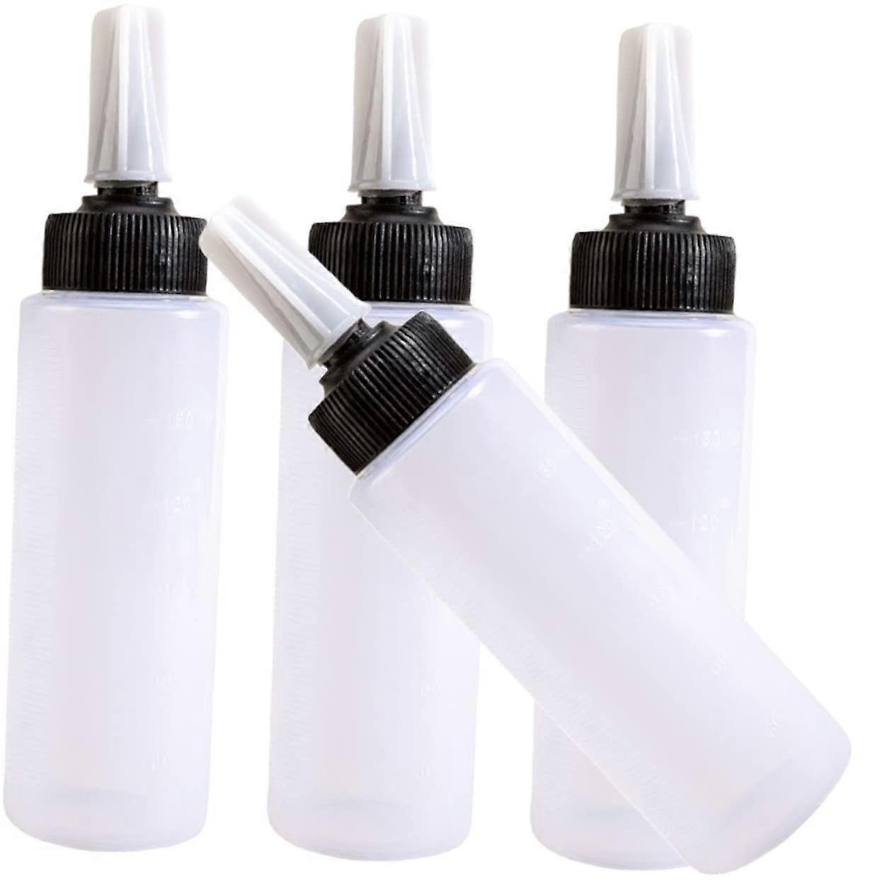 4pcs Reusable Hair Dye Applicator Bottles with Precise Squeeze Design for Salon Coloring