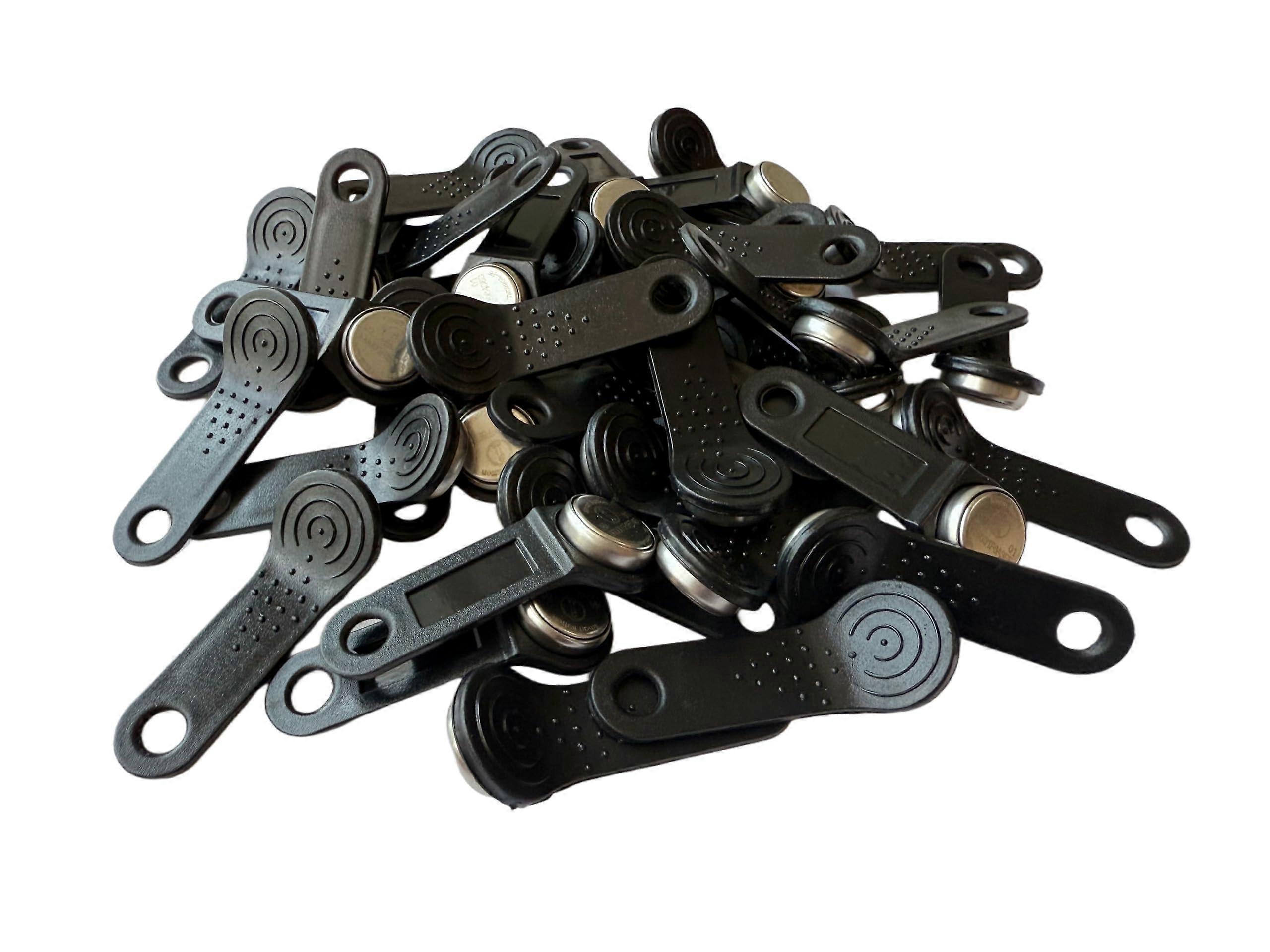 50PCS DS1990A Electronic Key Tags Black Stainless Waterproof for Access Control