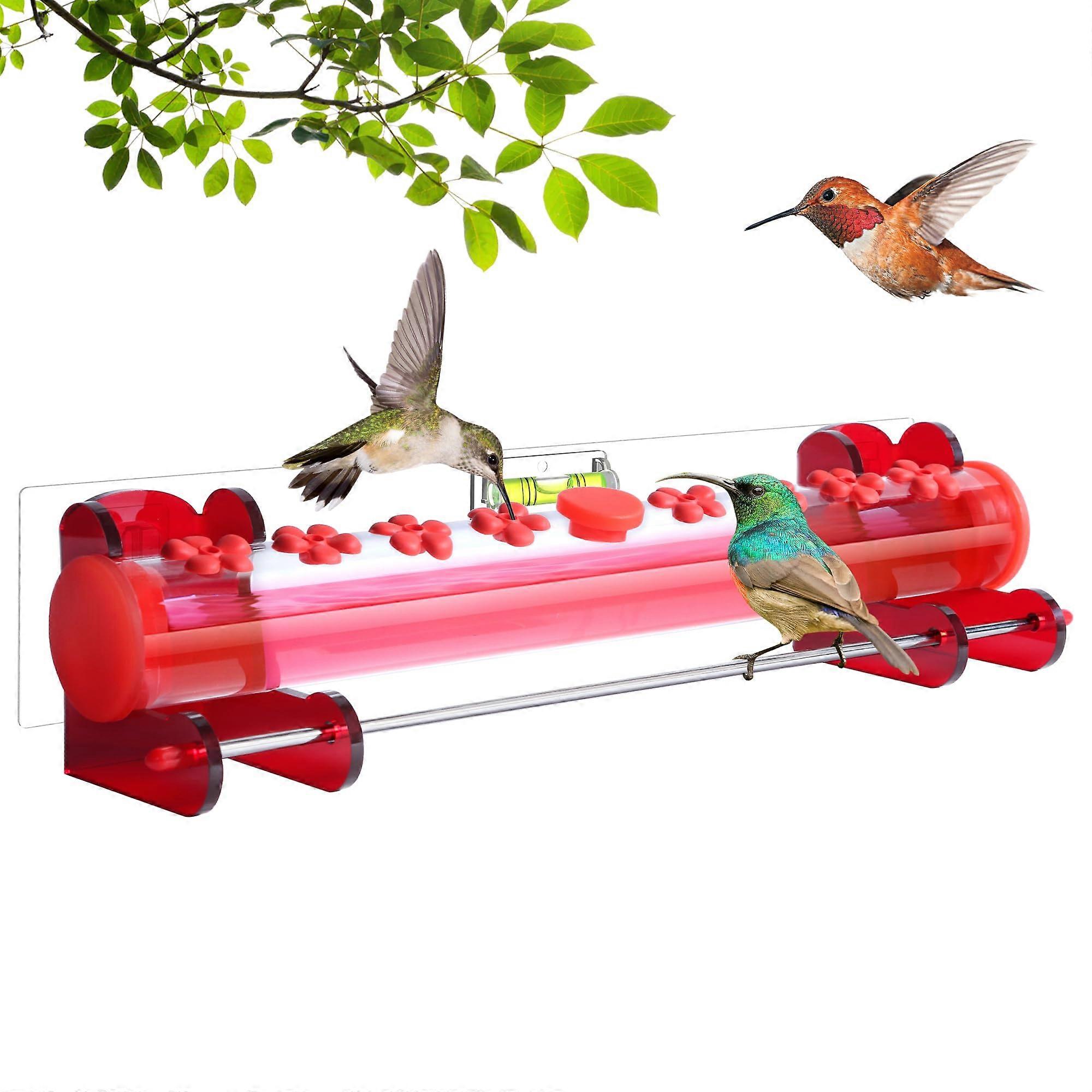 Clear Acrylic Window Hummingbird Feeder, Horizontal Bee Proof Design for Easy Mounting and Cleaning