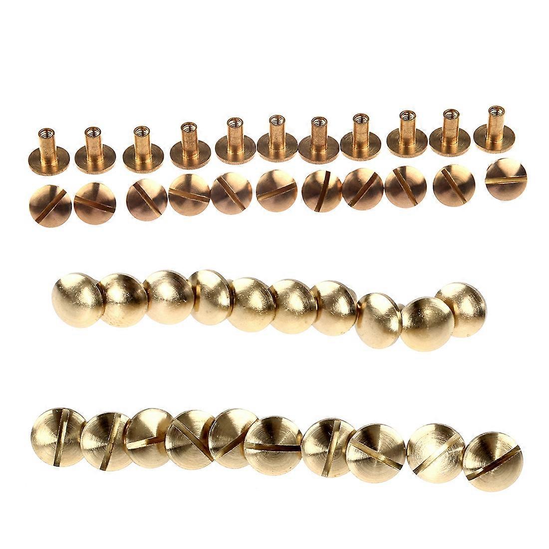 Arc Solid Brass Button Stud Screw Nail Screw Back Leather Rivet Belt 10 PCS 6mm & 10 PCS 8mm