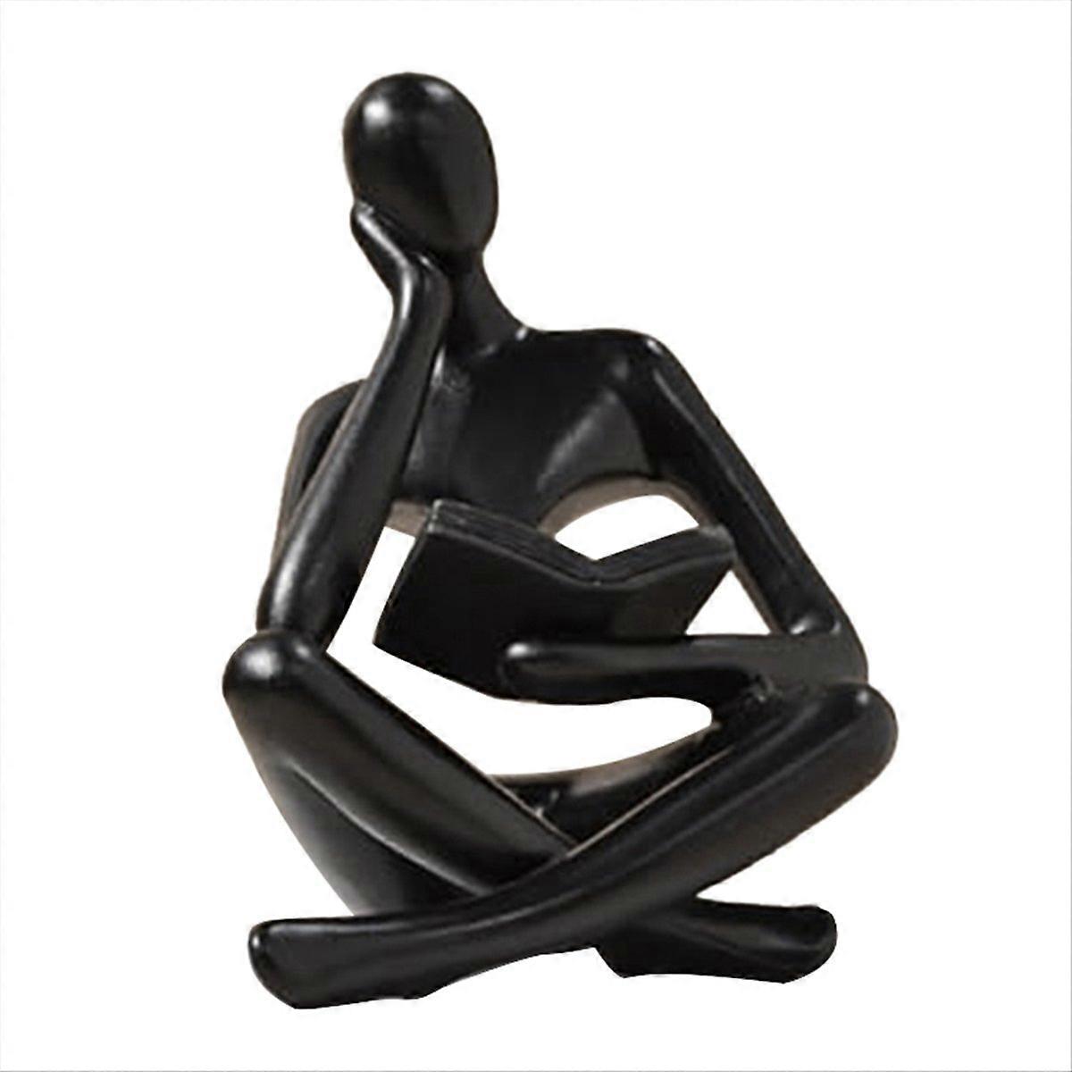 Black Thinkers Resin Statue Reading Ornament,B