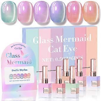 Double Rhythm Cat Eye -geelikynsilakkasetti, 6 kpl, sama väri, sama pullo, 0,5 oz