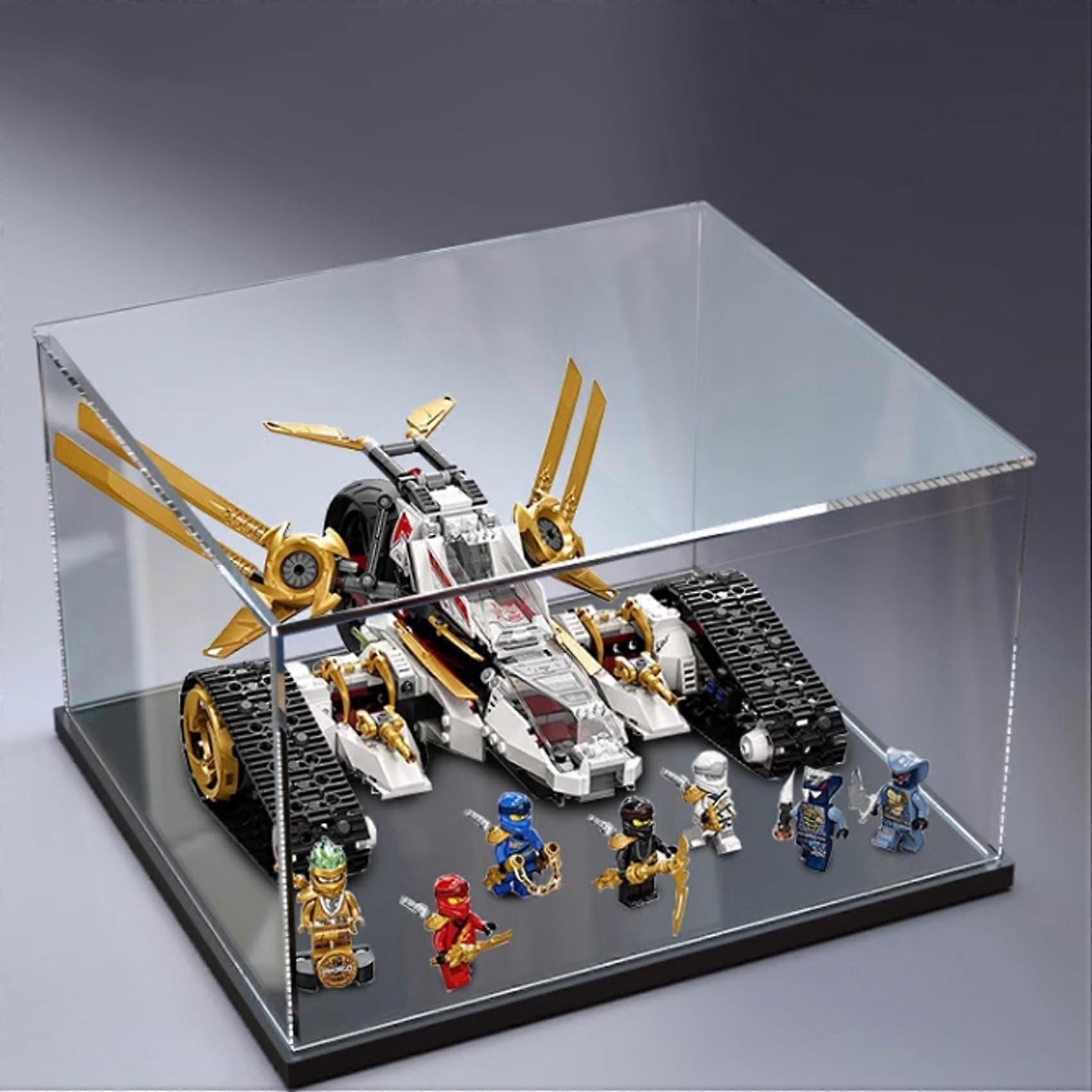 Acrylic Display Case for  71739 Chariots Model, Dustproof Transparent Box with Black Base