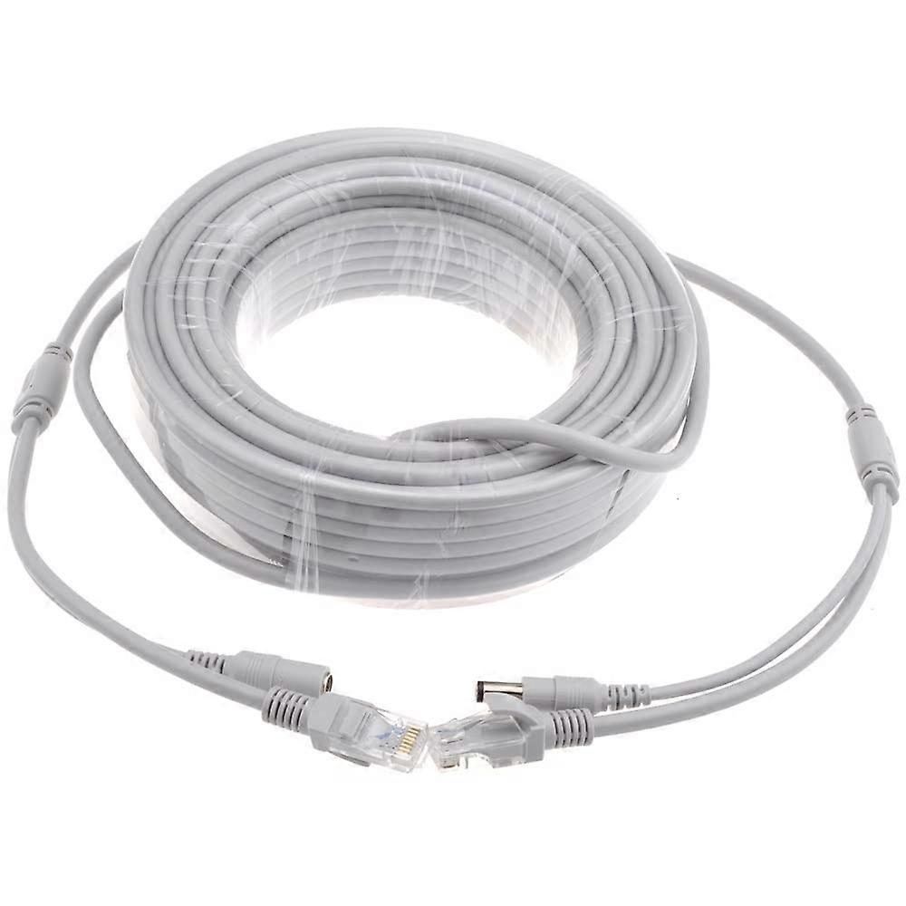 20m CAT5e Ethernet Cable with RJ45 and DC Power for CCTV and IP Camera Network Installation