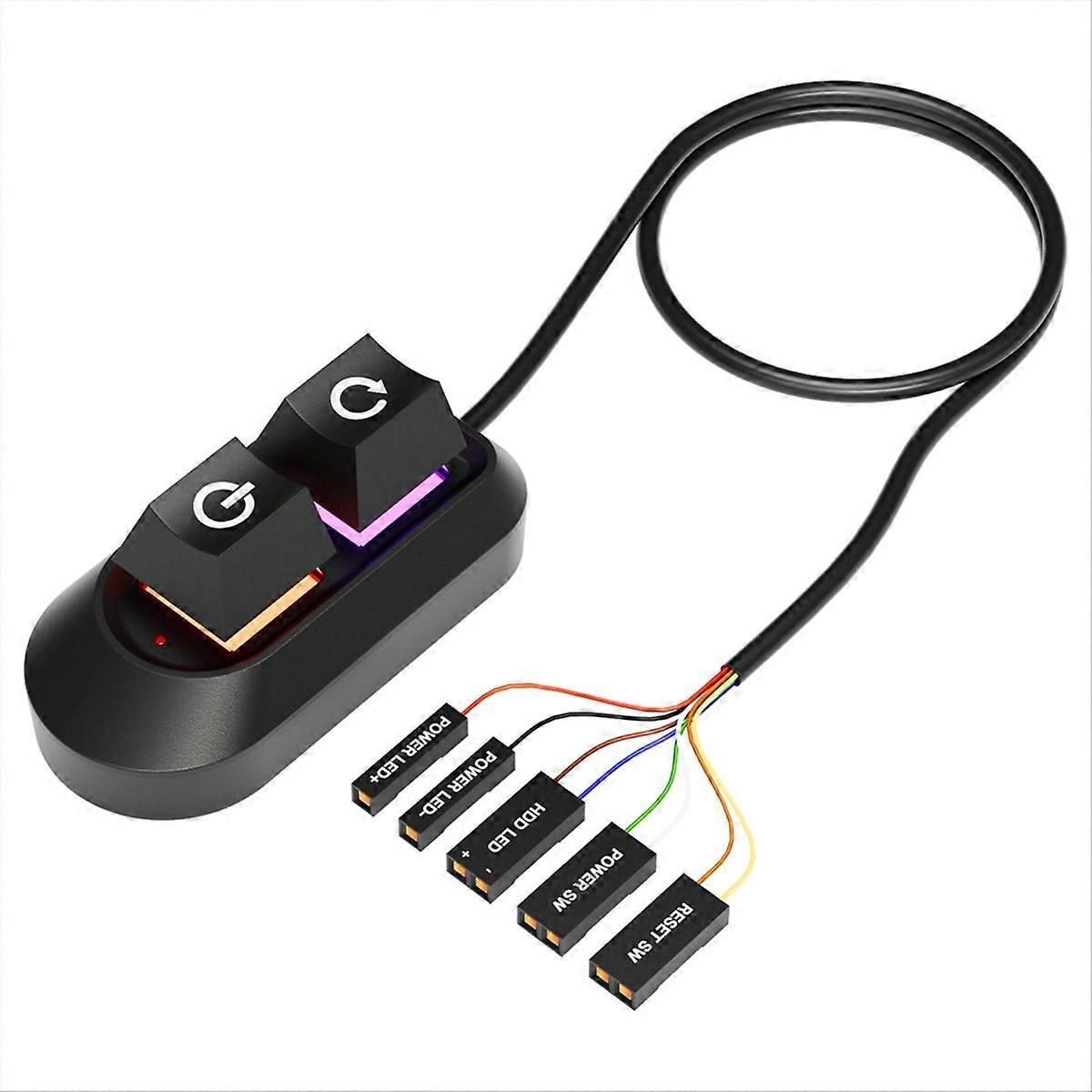 RGB LED Lights Computer Desktop Switch PC Motherboard External Start Power on/Off and Reset Button E
