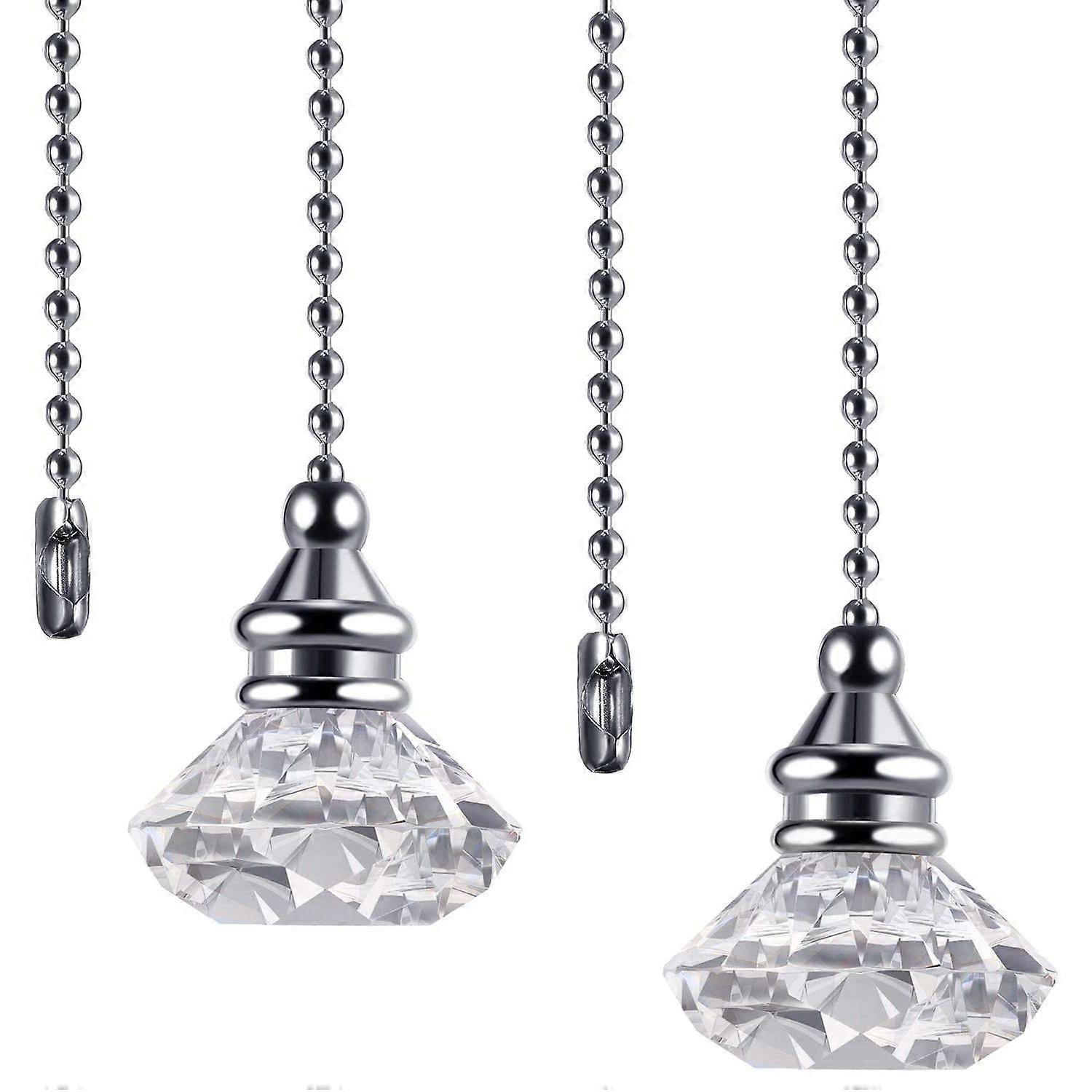 2 Pcs Crystal Pull Chains Ceiling Fan Chain Extension Fan Pull Chain Pendant 50cm Ceiling Fan Chain