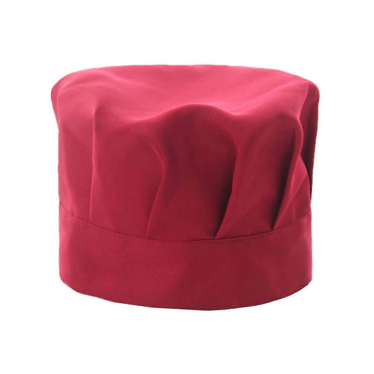 Chef Hat Bouffancy Mushroom Hat Adjustable Red Cotton Comfortable 1Pc