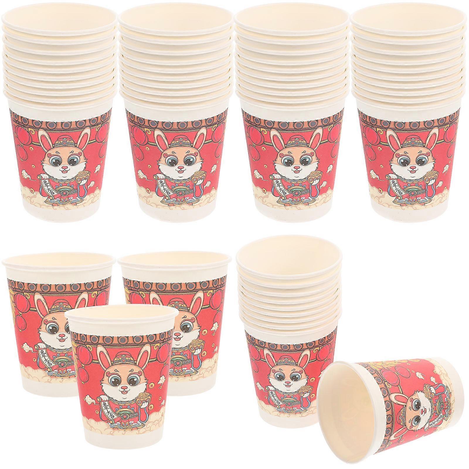 Rabbit Year Disposable Cup Paper for Storage 50Pcs Party Use
