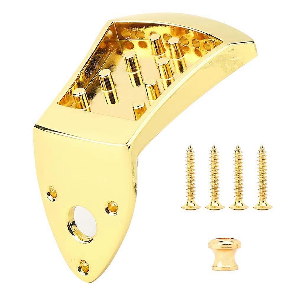 Gold 8 String Mandolin Tailpiece Replacement with Screws, Secure Anchoring, Decorative Finish