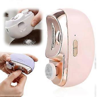 Electric Nail Clipper for Seniors Pink with Safety Lock, LED Light, Nail Fragment Collector, Ergonomic for Limited Dexterity Use