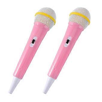 Microfone de brinquedo infantil, conjunto com 2 unidades, interativo, rosa.