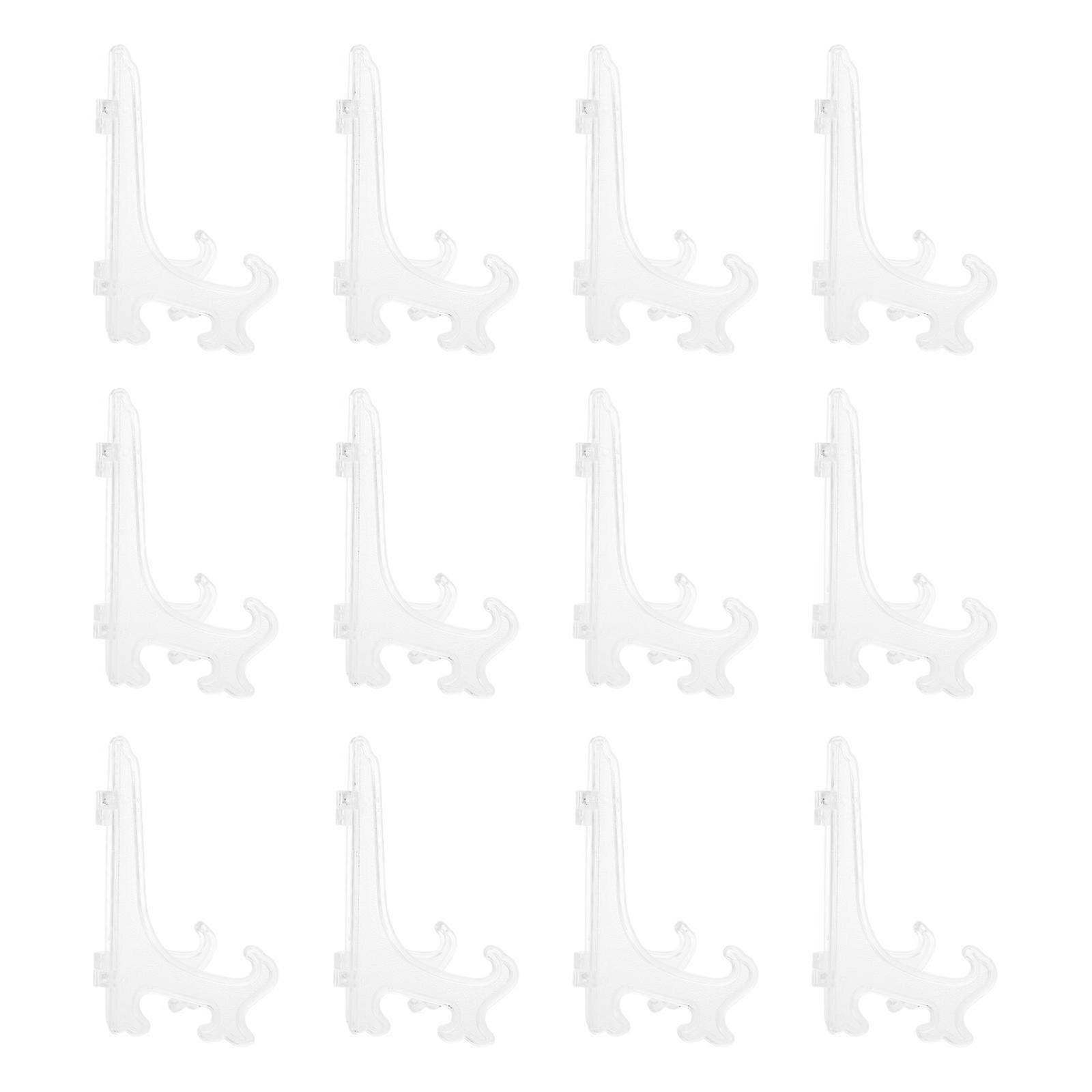 12Pcs Transparent Foldable Plastic Plate Display Stand for Holding Use