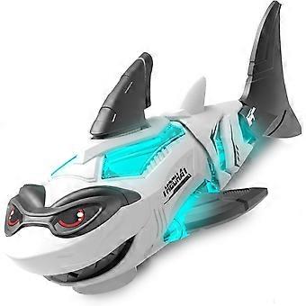 Electric Mechanical Shark Toy, Interactive Robotic Shark with LED Lights, Music & Smart Obstacle Avoidance, Battery-Powered Walking Toy for Kids