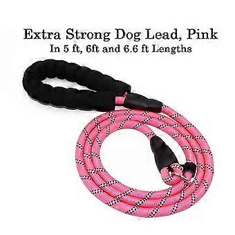 Dog Lead Strong Durable Reflective Braided Rope Pet Leash Pink, 5ft, 6ft & 6.6Ft