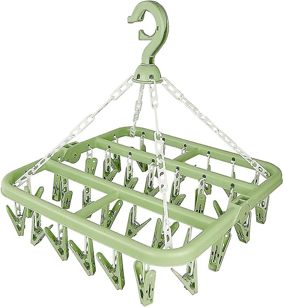 32 Peg Foldable Sock Hangers With Clips, Rotary Hook Drip Hanger, Multifunctional Storage