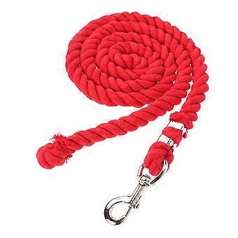 Sterk katoenen halstertouw voor paarden en pony's van 2 meter met karabijnhaak (rood)
