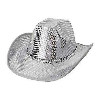 Skinnende pailletter western cowboykasket til aftenfester komfortabel disco festhat til kvinder mænd unisex cosplay essentiel