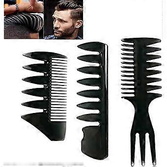 3 Pieces Men Styling Comb Black Pompadour Comb Mens Comb Wide Tooth Comb Streaker Comb Afro Hair Barber Comb for Wet Curly Thick Oil Hair