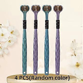 4 Pcs Pet Toothbrush Three-Sided Soft Bristle, Random Color Cat Dog Oral Cleaning Tongue Remover, All-Around Wrapping Clean