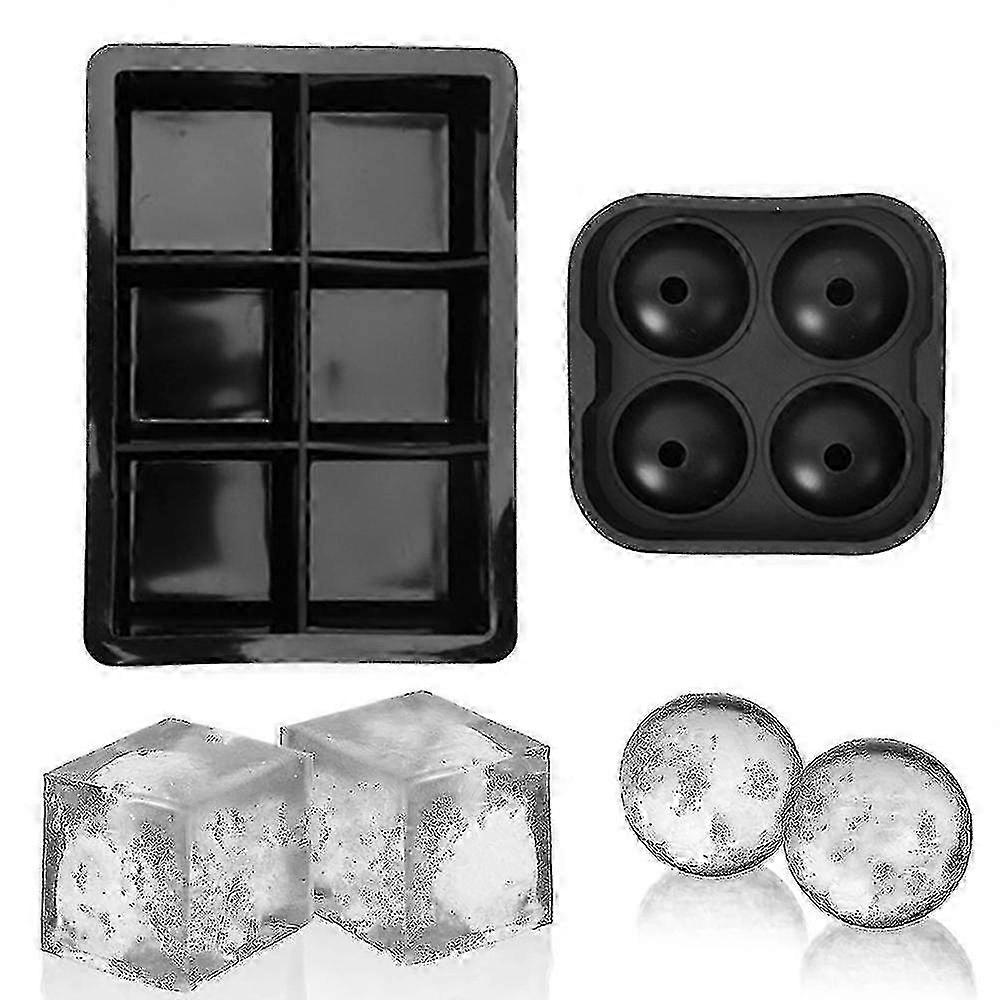 Ice Cube Molds - Big Cubes &amp; Large Sphere Ice Mold Set
