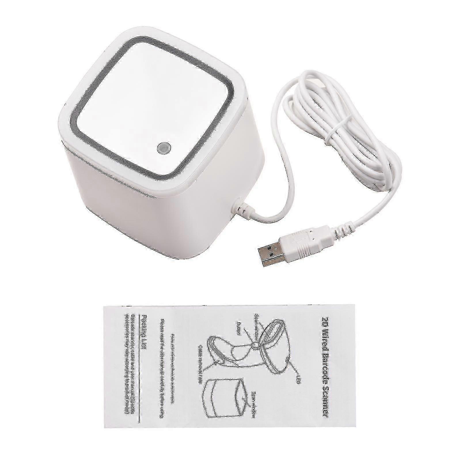 USB Wired Hands-Free Desktop QR Barcode Scanner CMOS Image Sensor Bar Code Reader Large Scanning Window