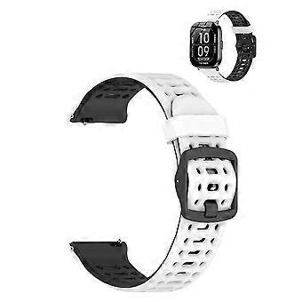 Replacement Band for Ganopterygon G128 Smartwatch, Quick Release Breathable Silicone Sport Strap, Adjustable Black White
