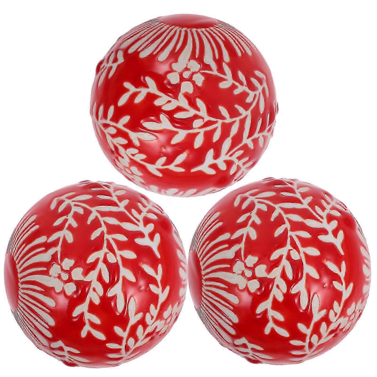 Decorative Ceramic Sphere Pool Balls Assorted Decoration 3Pcs
