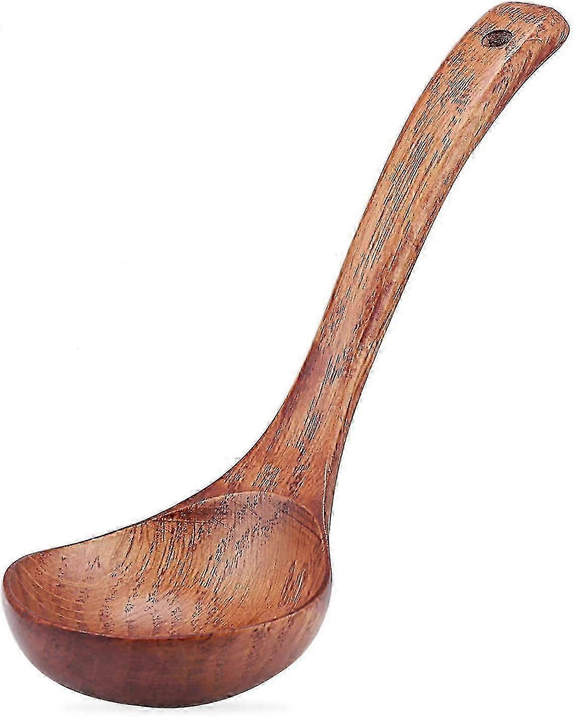 Colher de mingau de madeira, concha de sopa de madeira natural de 24 cm (9,45 polegadas)